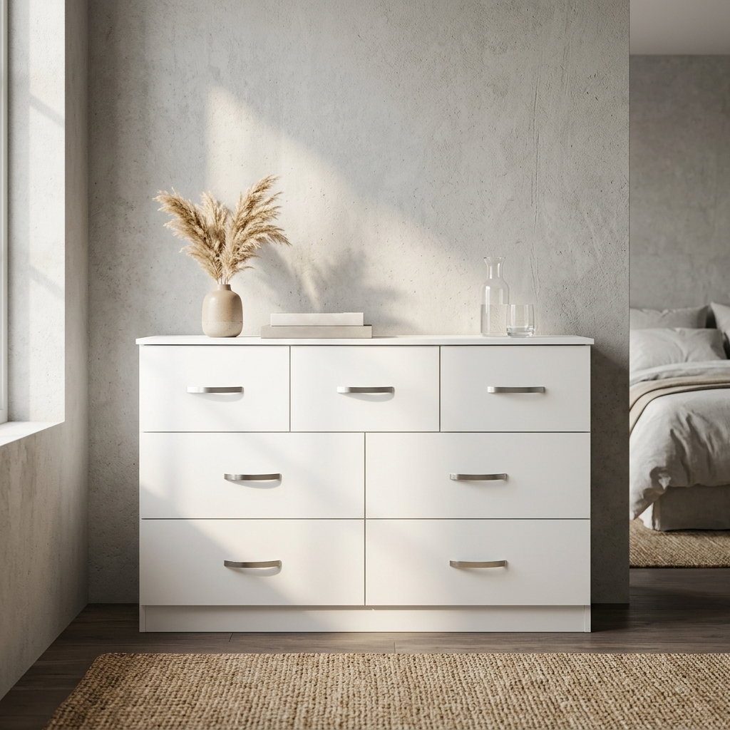 Paddington 4 Door Wardrobe & 7 Drawer Chest 3 Piece Bedroom Set