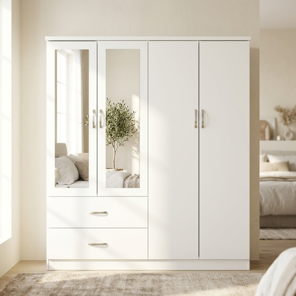 Paddington 4 Door Wardrobe & 7 Drawer Chest 3 Piece Bedroom Set