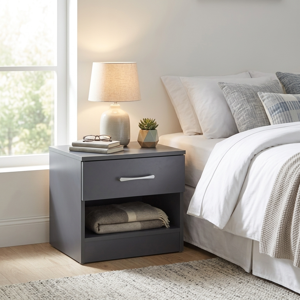 Highbury 2 Door Double Wardrobe & 1 Drawer Bedside 2 Piece Bedroom Set