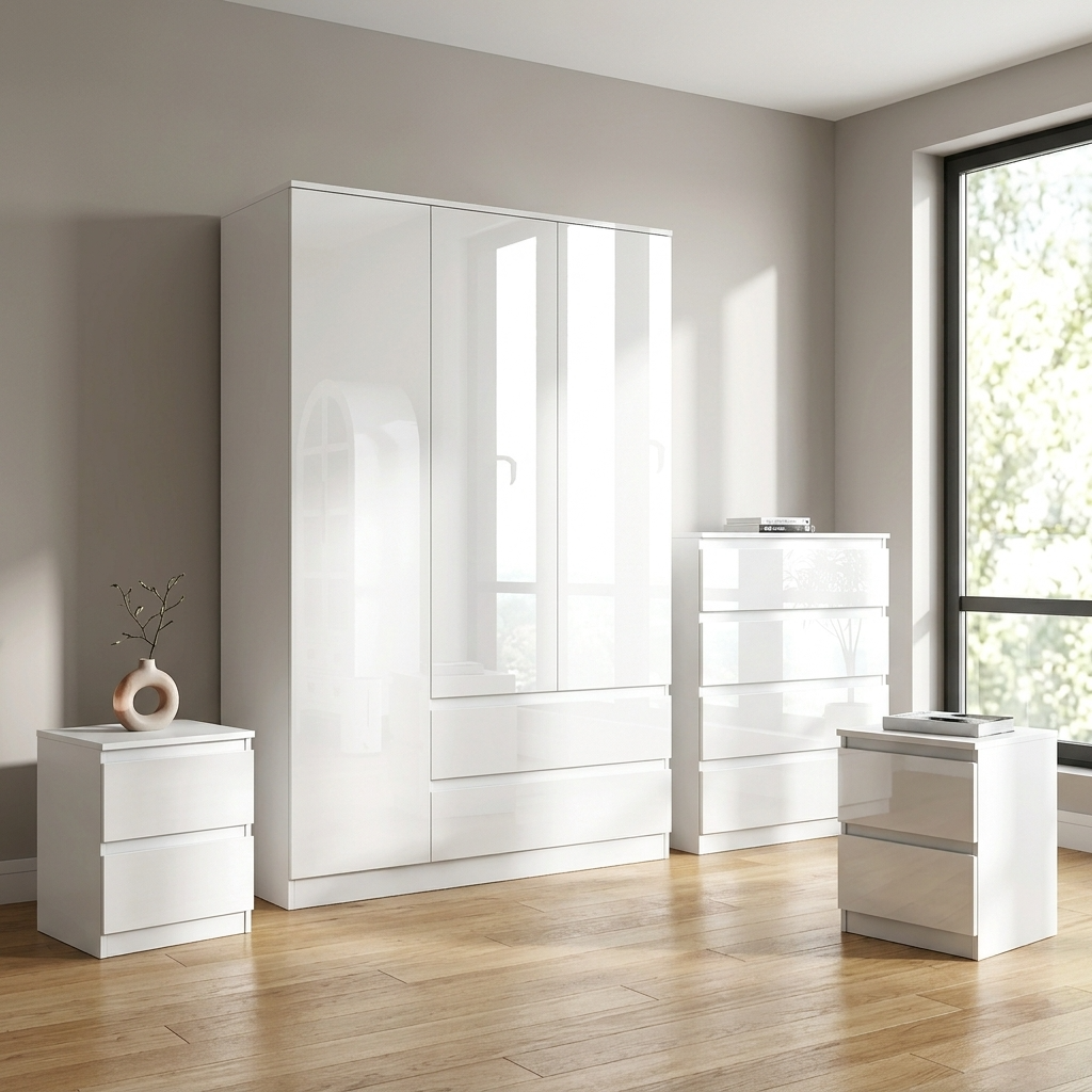 Soho 3 Door Wardrobe, 4 Drawer Chest & Bedside Tables 4 Piece Bedroom Set
