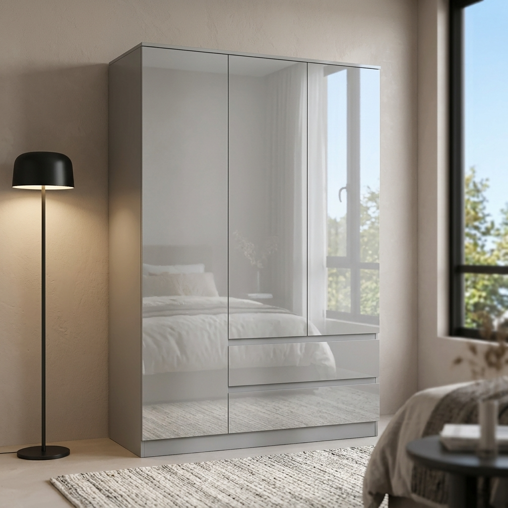 Soho 3 Door Wardrobe, 6 Drawer Chest & Bedside Table Bedroom Set