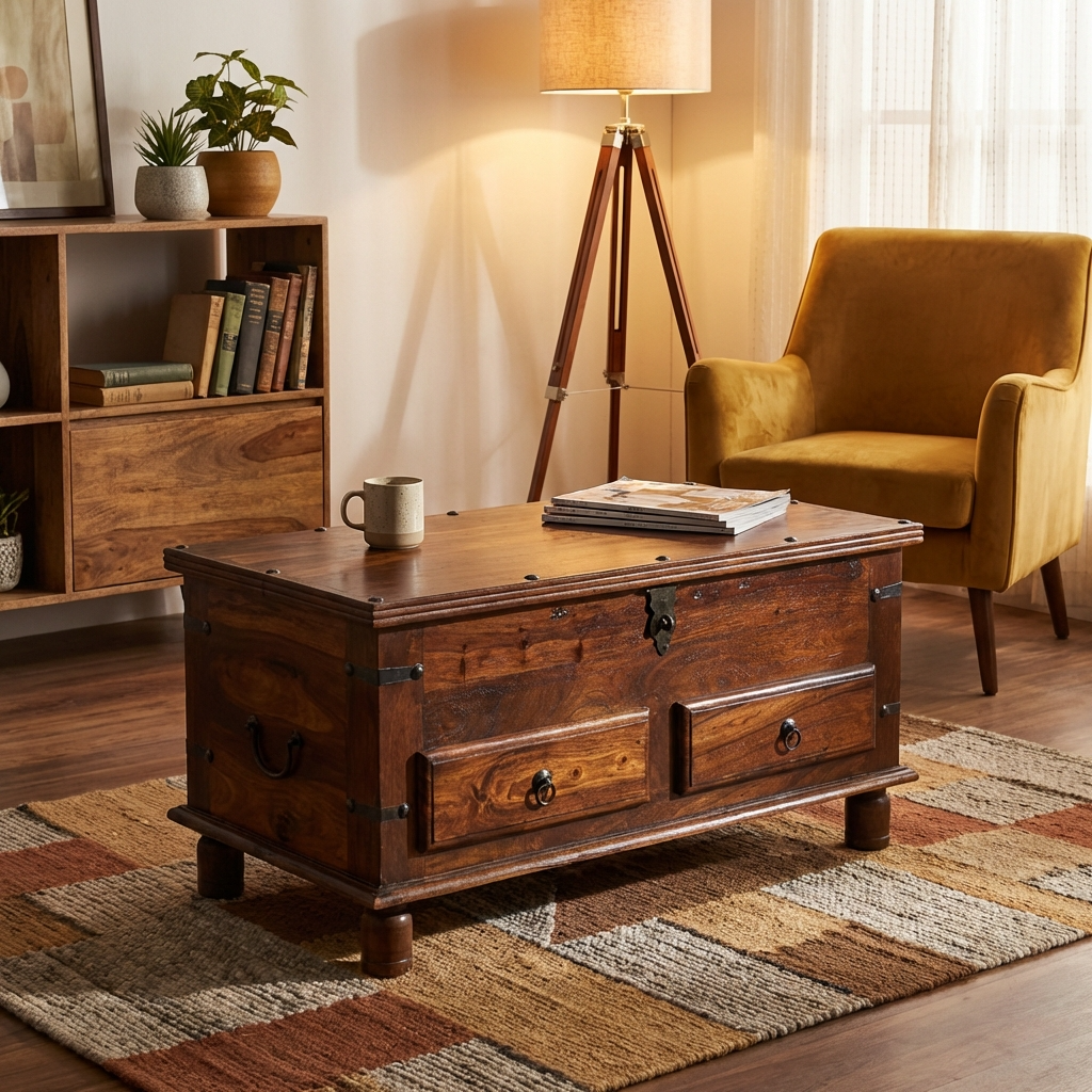 Denali 2 Drawer Thacket Coffee Table Trunk