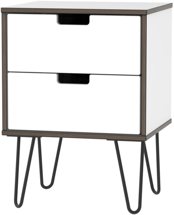Shanghai 2 Drawer Bedside Table with Black Hairpin Legs