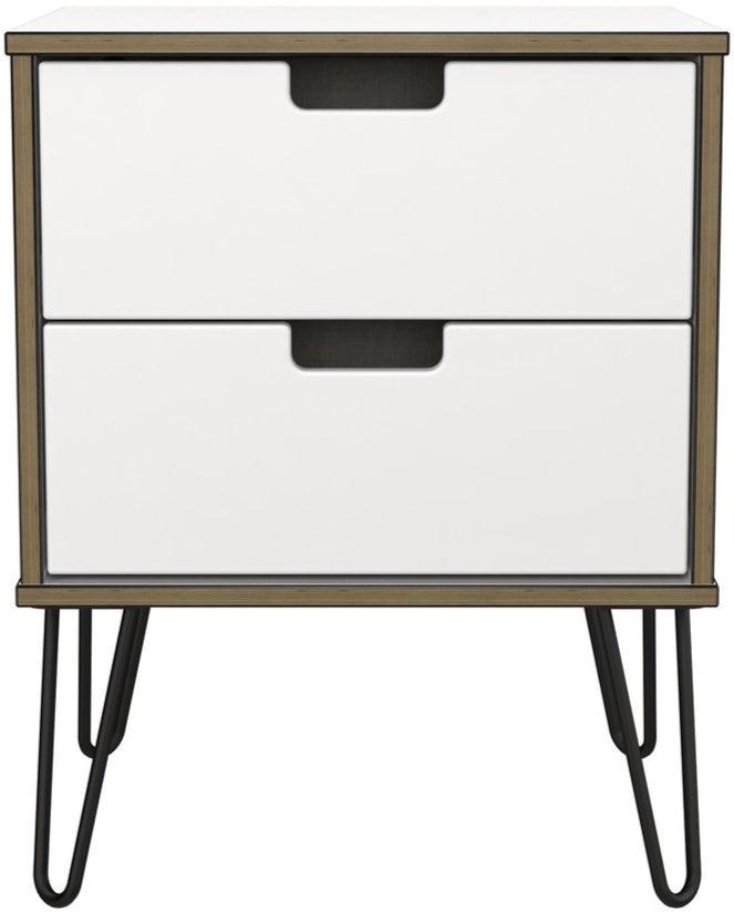 Shanghai 2 Drawer Bedside Table with Black Hairpin Legs