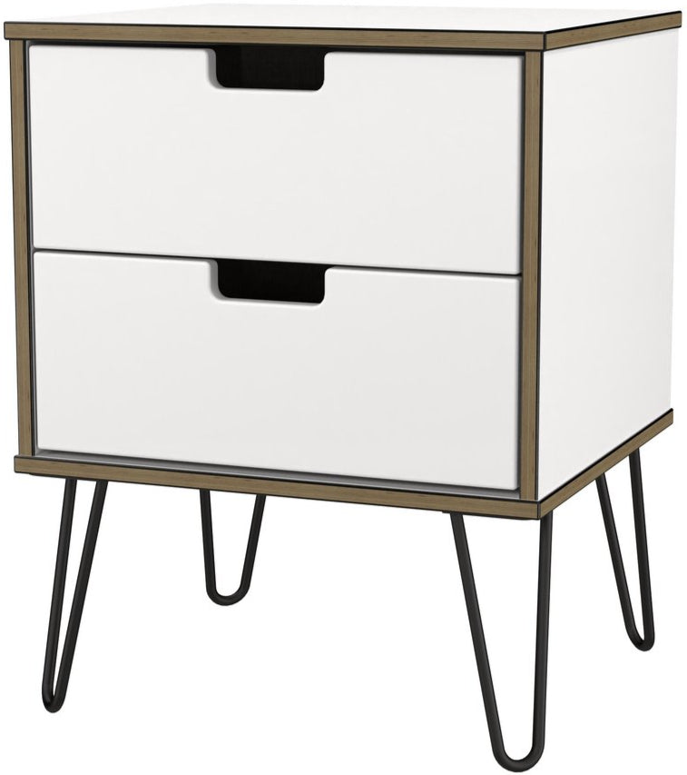 Shanghai 2 Drawer Bedside Table with Black Hairpin Legs