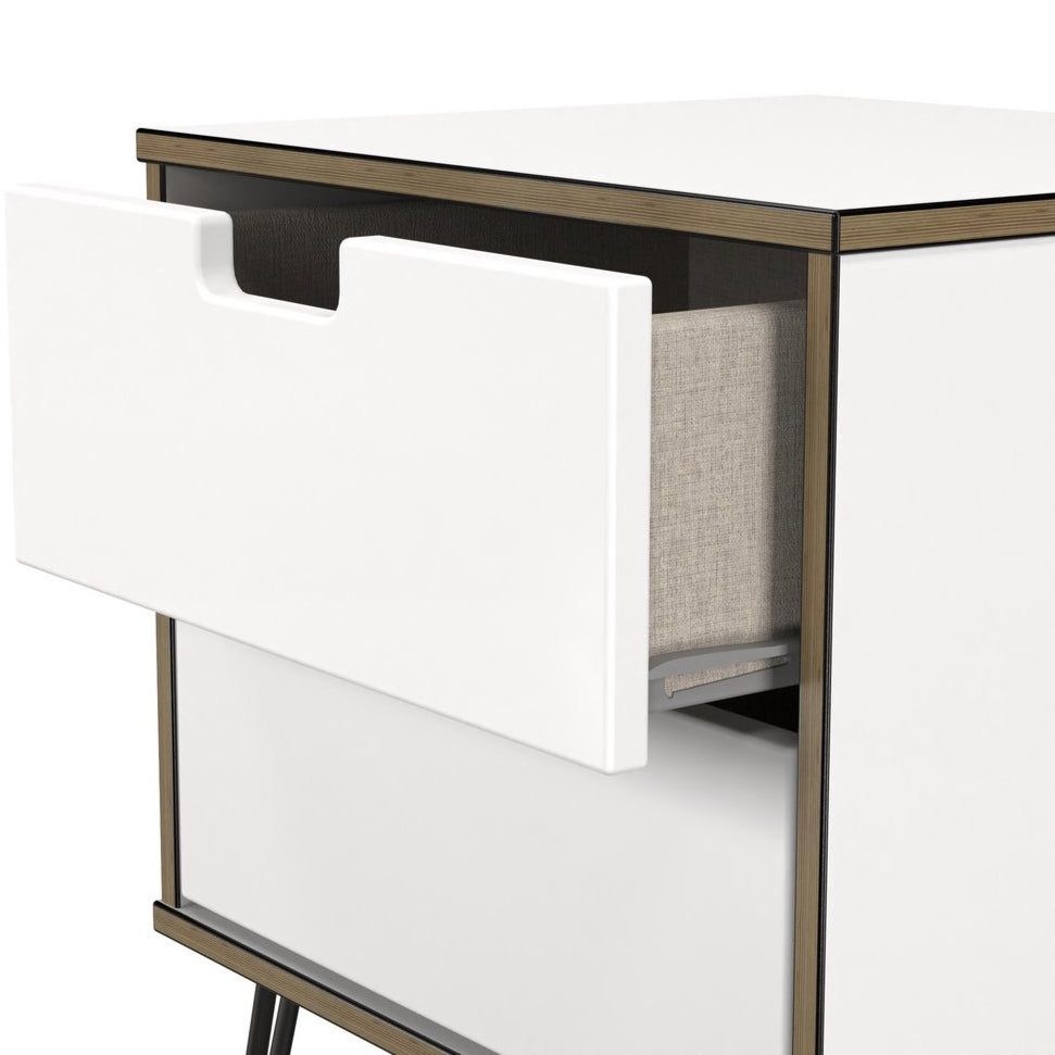 Shanghai 2 Drawer Bedside Table with Black Hairpin Legs