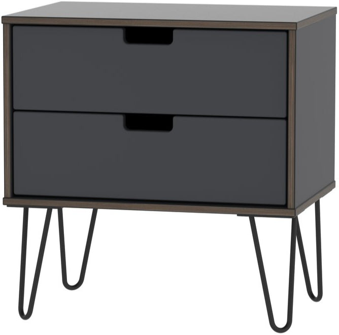 Shanghai 2 Drawer Midi Chest with Black Hairpin Legs
