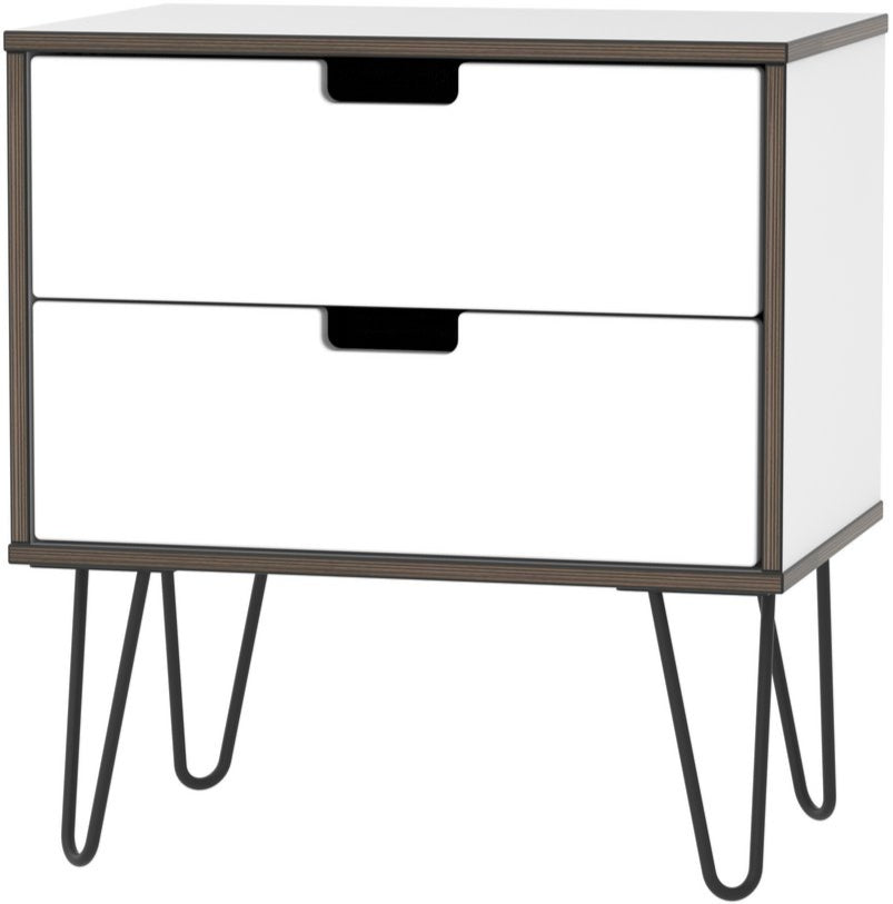 Shanghai 2 Drawer Midi Chest with Black Hairpin Legs