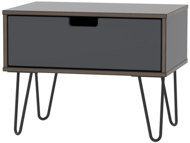 Shanghai 1 Drawer Bedside Table with Black Hairpin Legs