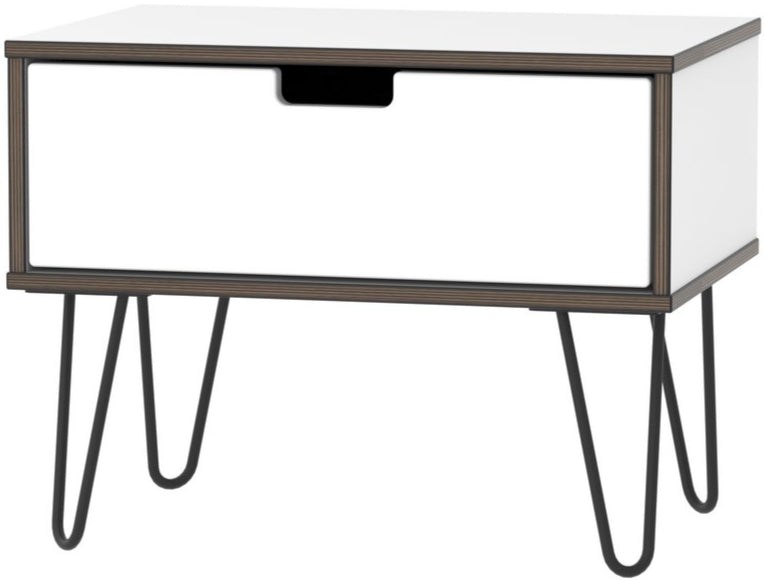 Shanghai 1 Drawer Bedside Table with Black Hairpin Legs