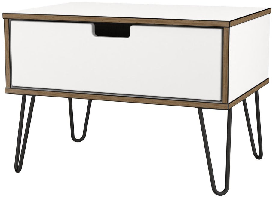 Shanghai 1 Drawer Bedside Table with Black Hairpin Legs