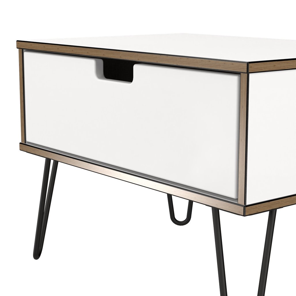 Shanghai 1 Drawer Bedside Table with Black Hairpin Legs