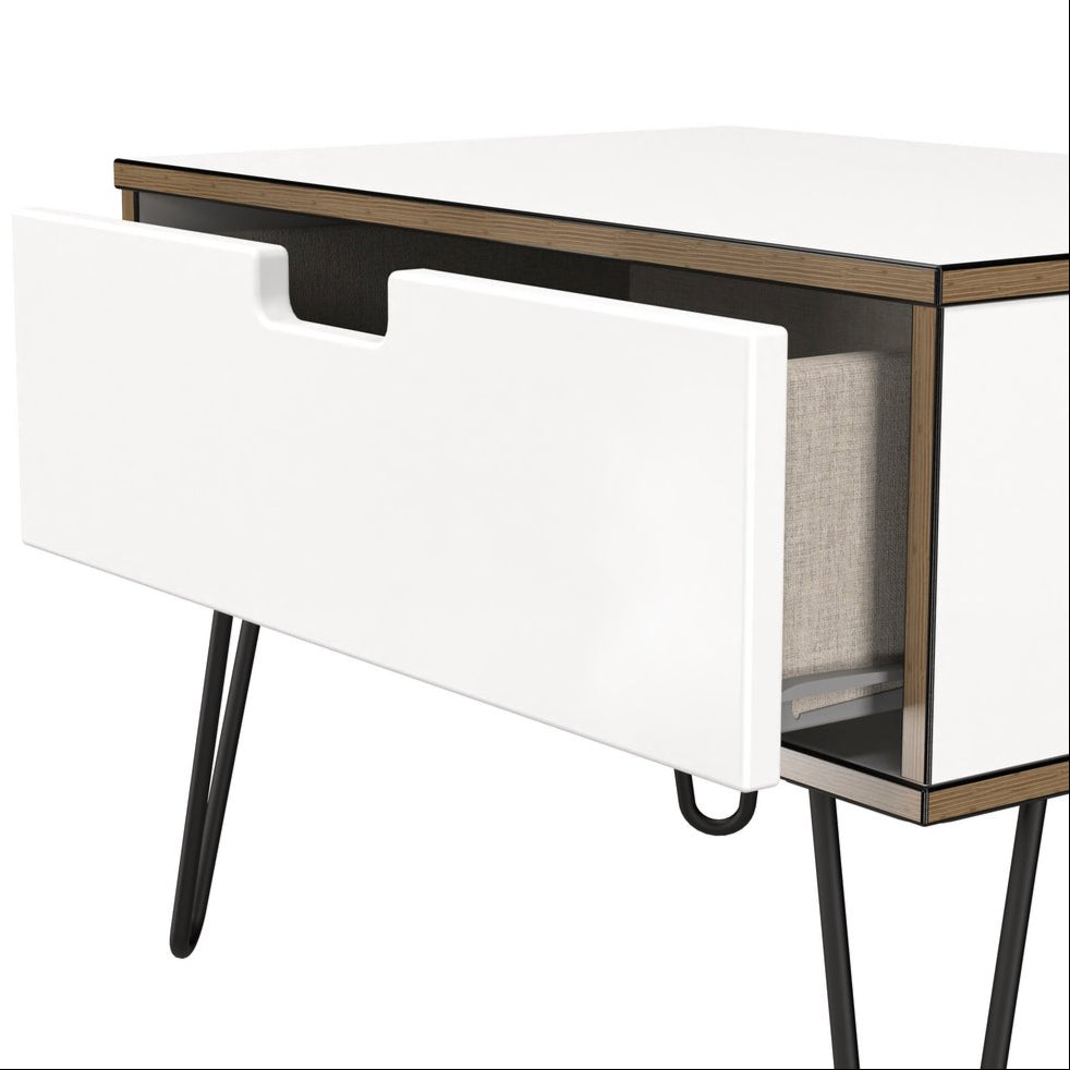Shanghai 1 Drawer Bedside Table with Black Hairpin Legs