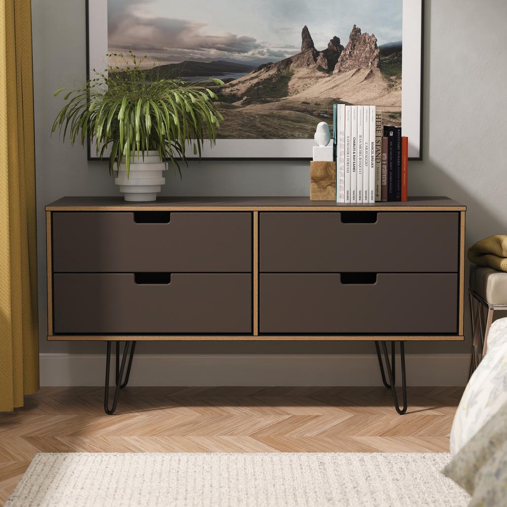 Shanghai 4 Drawer Bed Box with Black Hairpin Legs