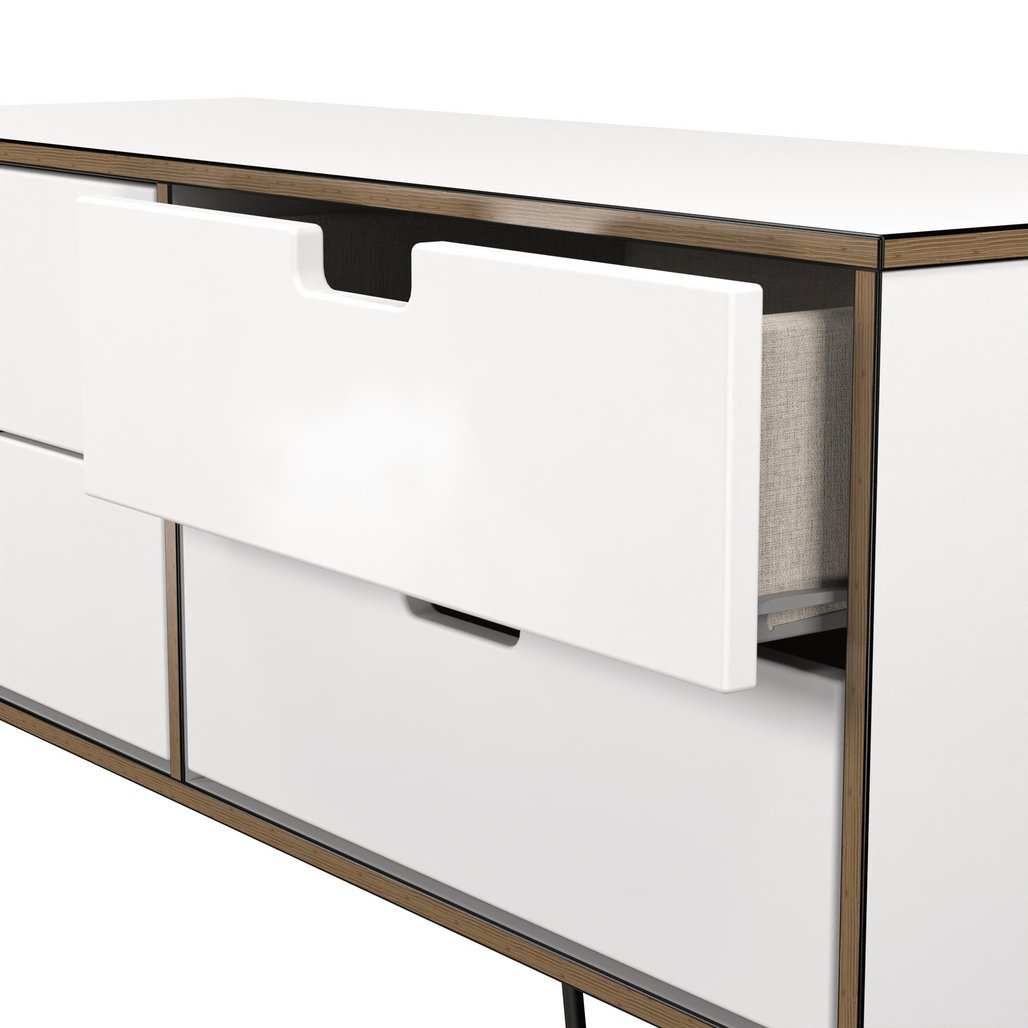 Shanghai 4 Drawer Bed Box with Black Hairpin Legs