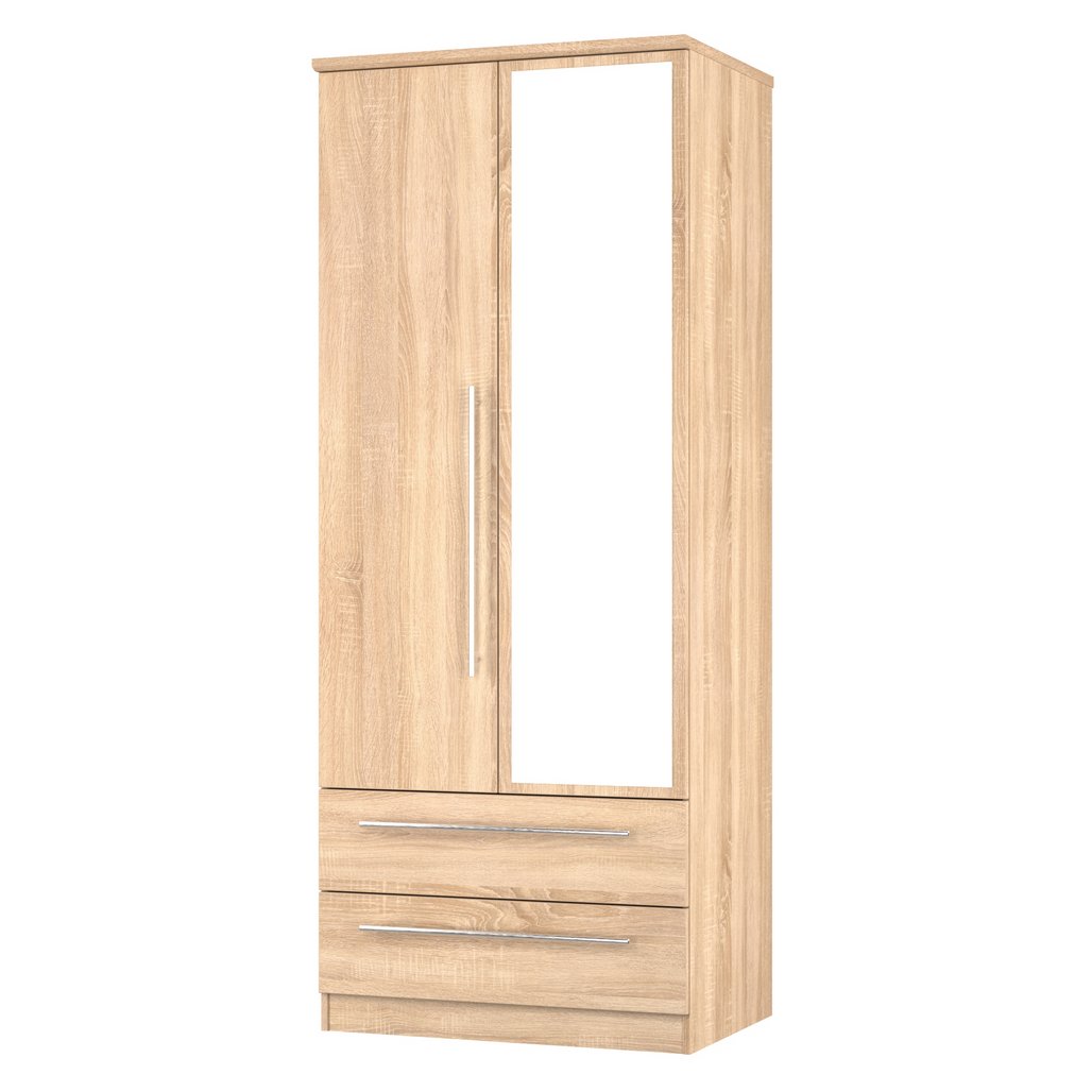 Sherwood Mirrored 2 Drawer 2 Door Double Wardrobe