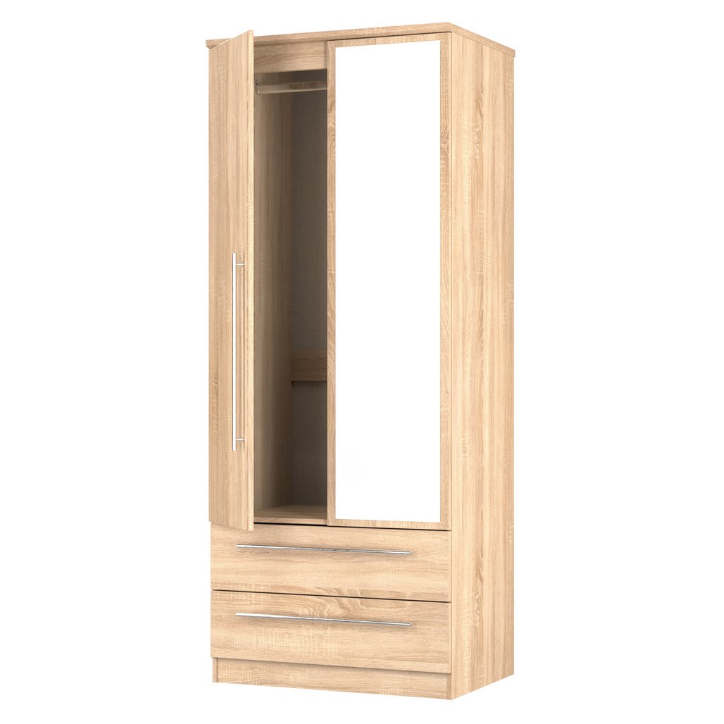 Sherwood Mirrored 2 Drawer 2 Door Double Wardrobe