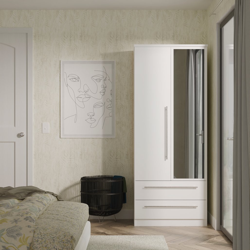 Sherwood Mirrored 2 Drawer 2 Door Double Wardrobe