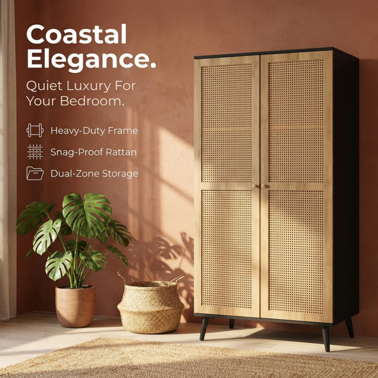 Manila Rattan 2 Door Double Wardrobe
