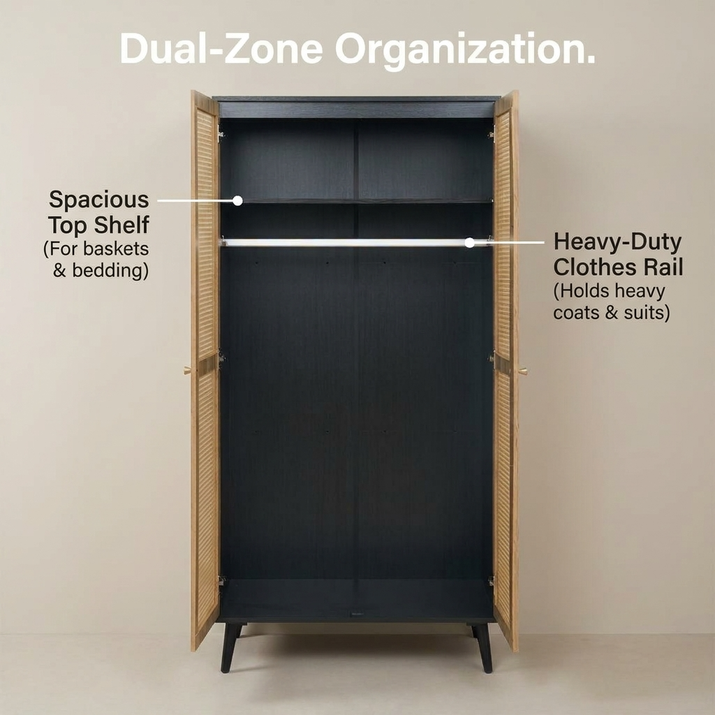 Manila Rattan 2 Door Double Wardrobe