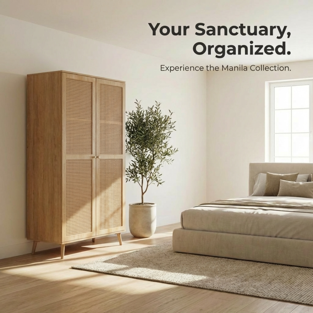 Manila Rattan 2 Door Double Wardrobe