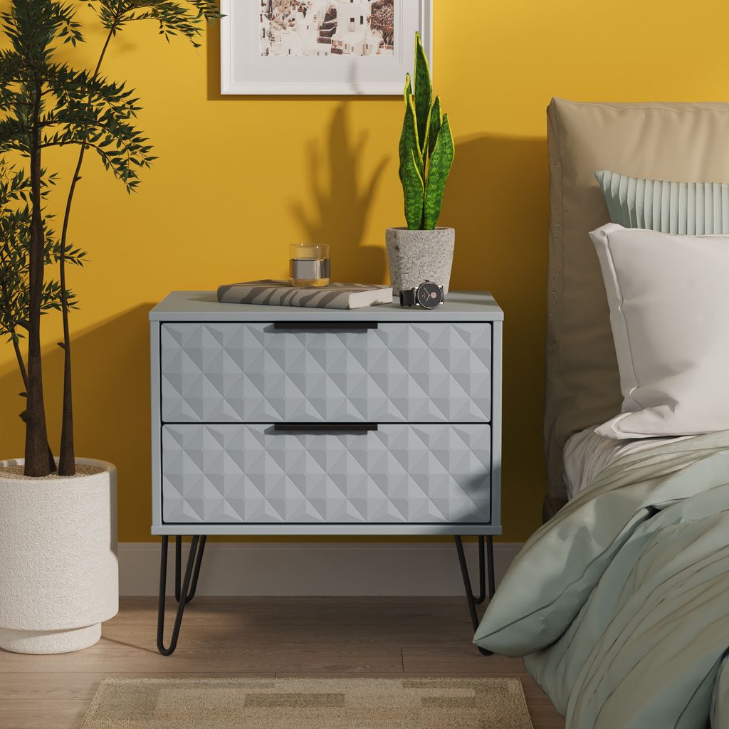 Harlequin 2 Drawer Midi Chest with Black Hairpin Legs