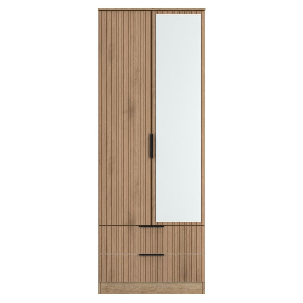 Java Tall Mirrored 2 Drawer 2 Door Double Wardrobe