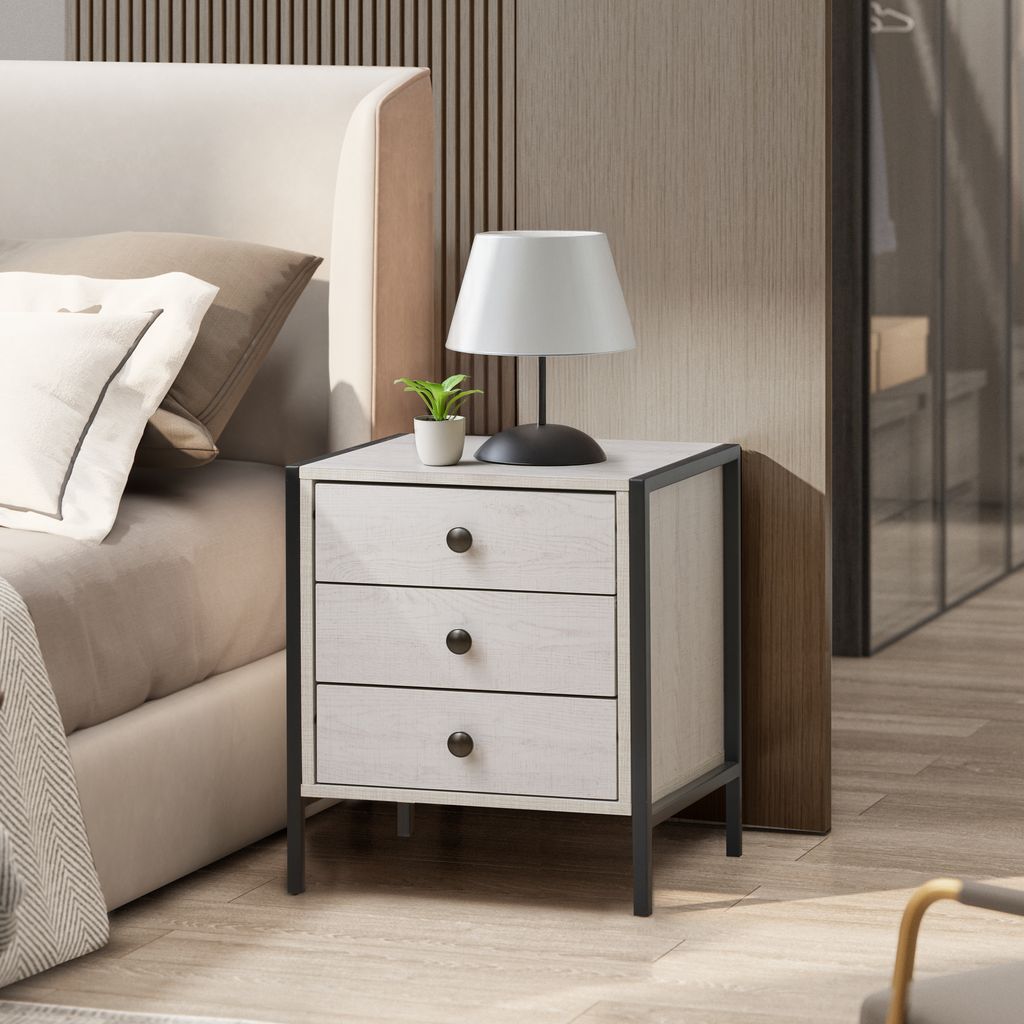 Alva 3 Drawer Bedside Table