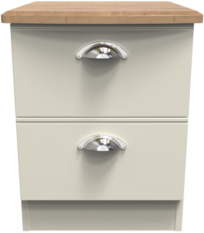 Victoria 2 Drawer Bedside Table with Riviera Oak Top