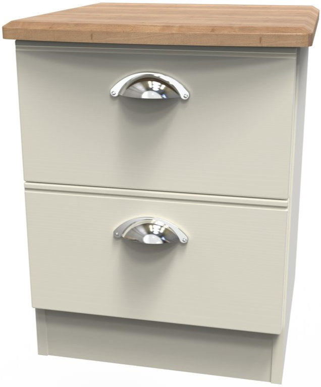 Victoria 2 Drawer Bedside Table with Riviera Oak Top