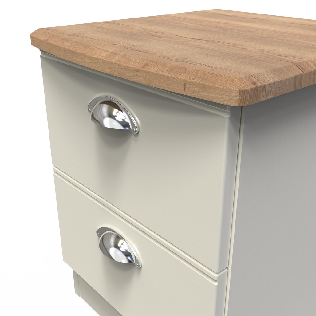 Victoria 2 Drawer Bedside Table with Riviera Oak Top