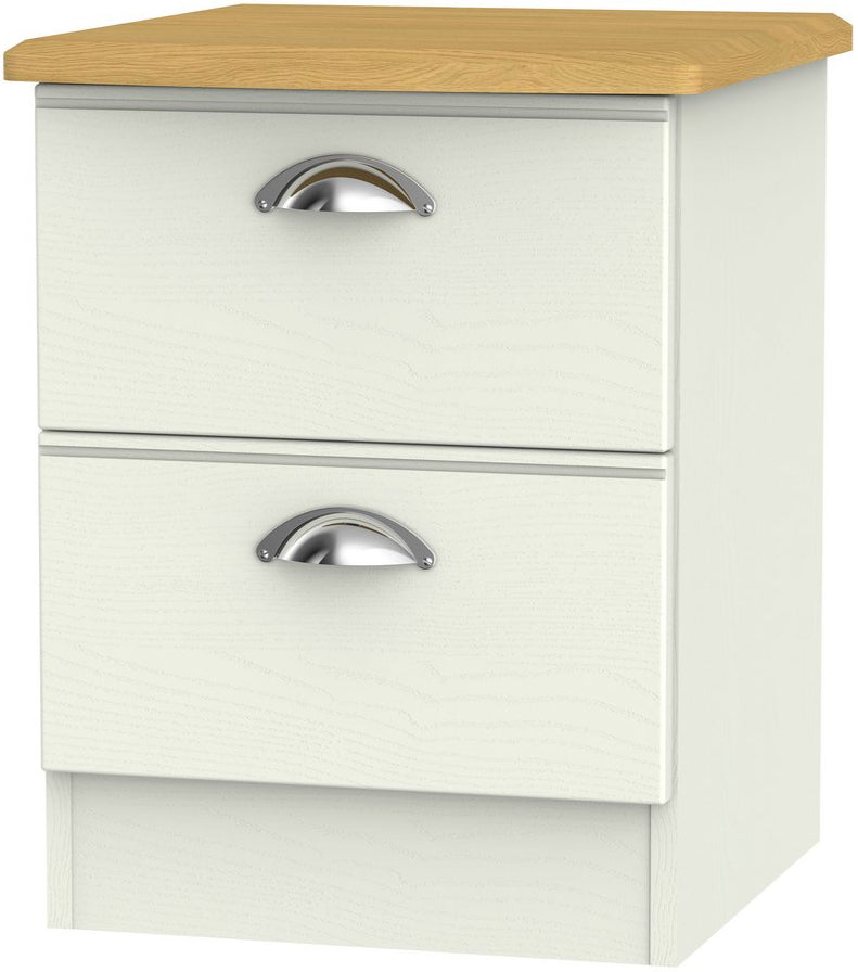 Victoria 2 Drawer Bedside Table with Riviera Oak Top