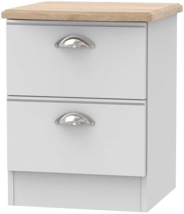 Victoria 2 Drawer Bedside Table with Riviera Oak Top
