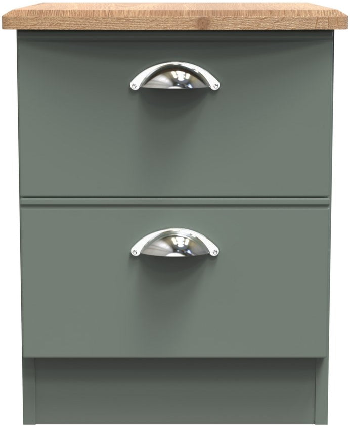 Victoria 2 Drawer Bedside Table with Riviera Oak Top