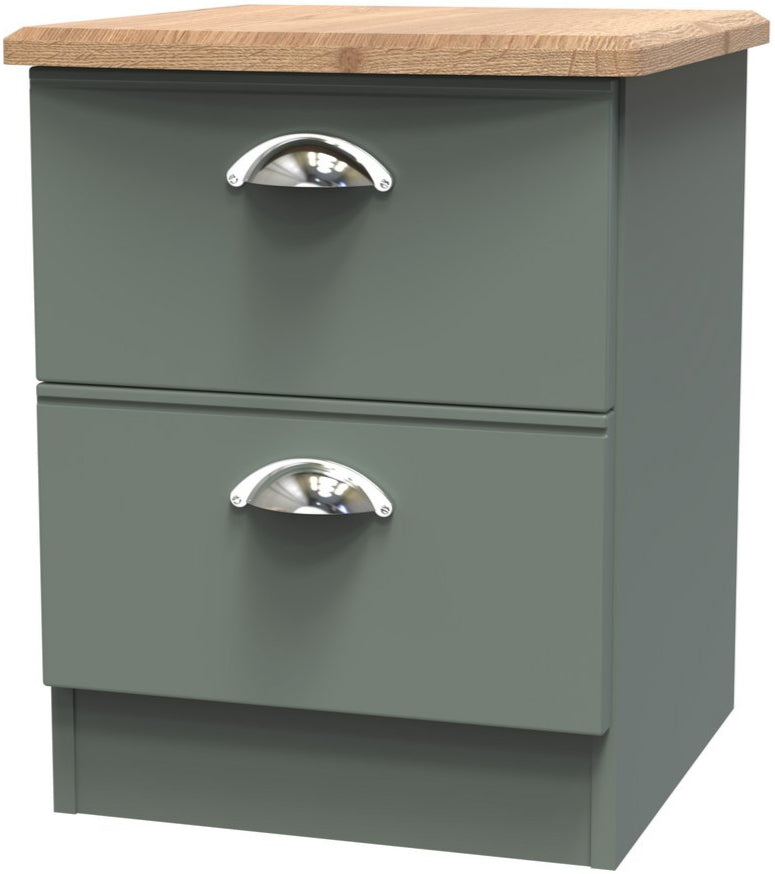 Victoria 2 Drawer Bedside Table with Riviera Oak Top