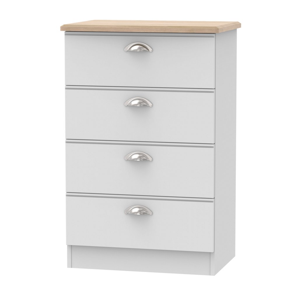 Victoria 4 Drawer Midi Chest with Riviera Oak Top