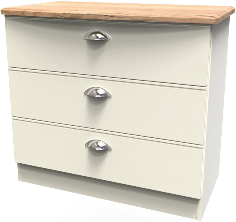 Victoria 3 Drawer Chest with Riviera Oak Top