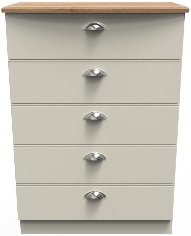 Victoria 5 Drawer Chest with Riviera Oak Top