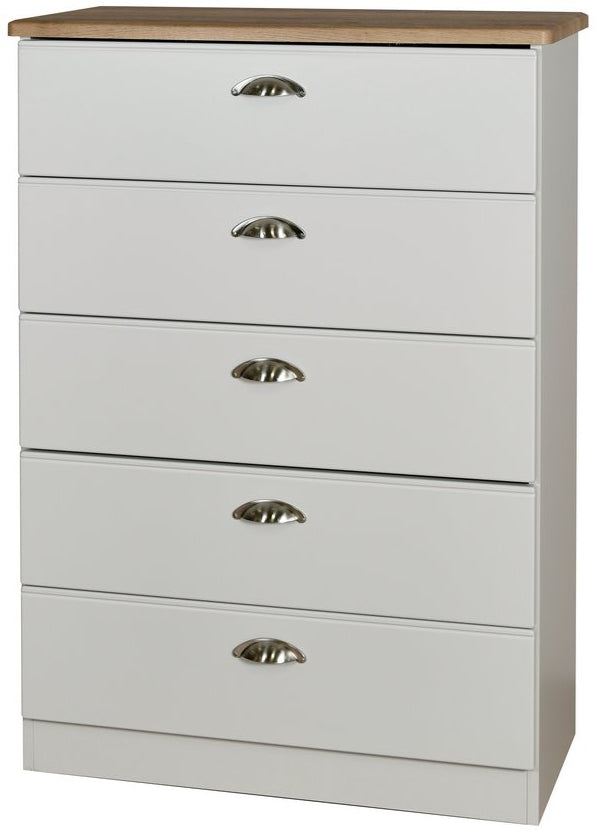 Victoria 5 Drawer Chest with Riviera Oak Top