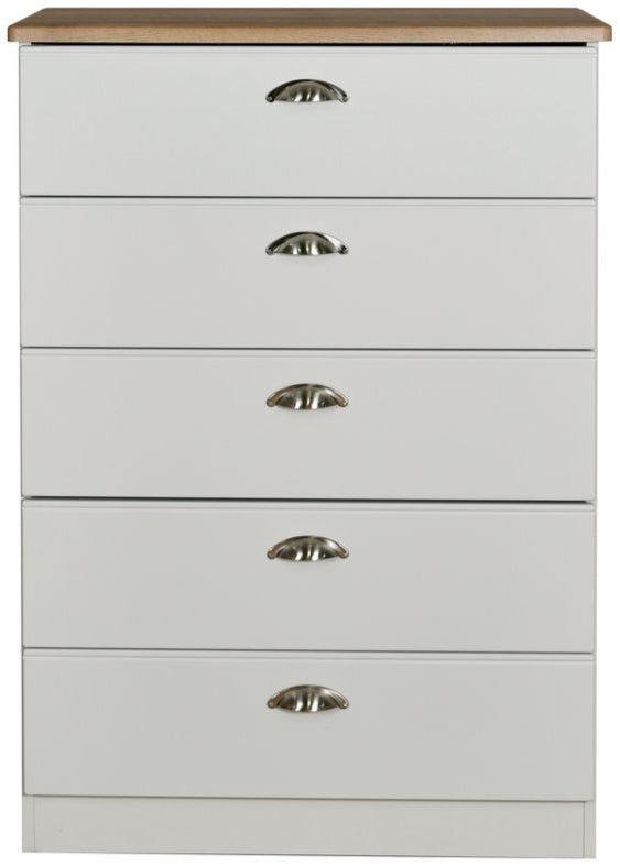 Victoria 5 Drawer Chest with Riviera Oak Top