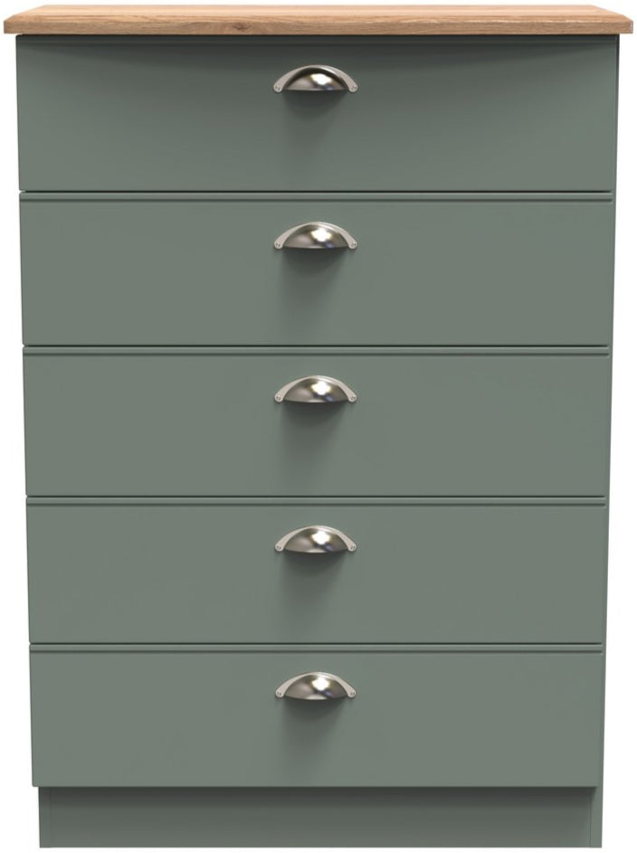Victoria 5 Drawer Chest with Riviera Oak Top