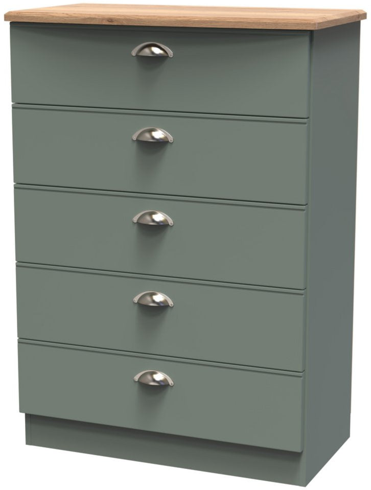 Victoria 5 Drawer Chest with Riviera Oak Top