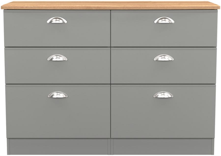 Victoria 6 Drawer Midi Chest with Riviera Oak Top