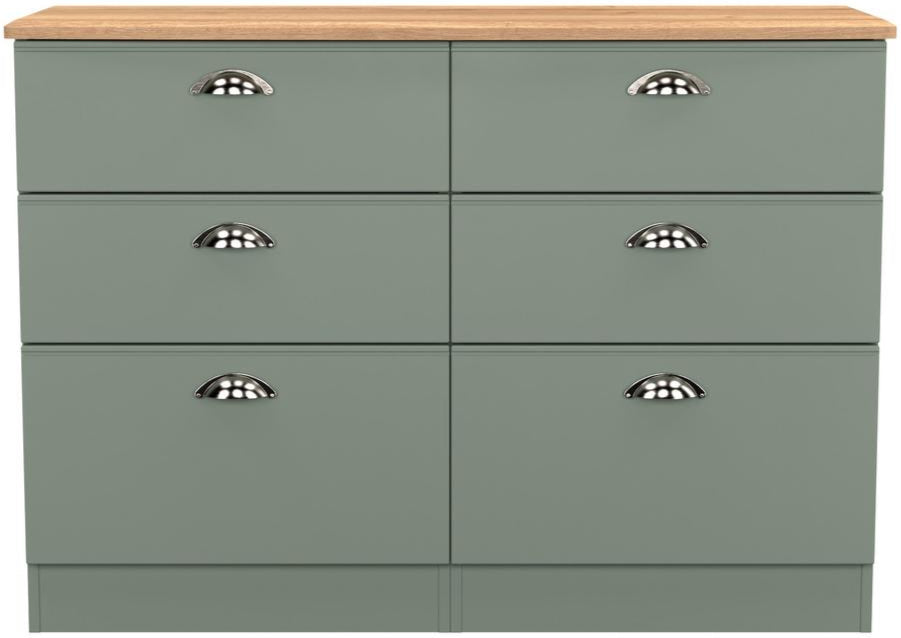 Victoria 6 Drawer Midi Chest with Riviera Oak Top