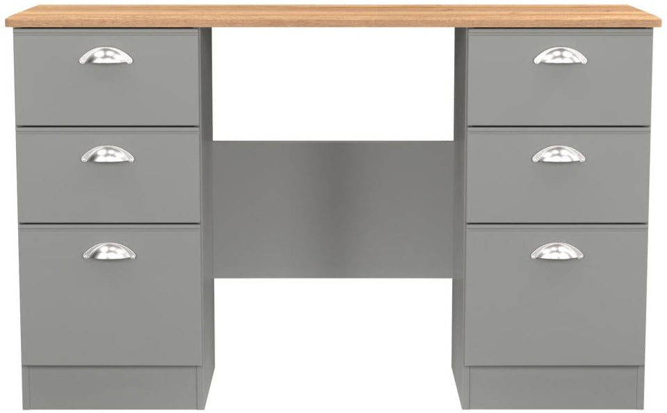 Victoria 6 Drawer Double Pedestal Desk with Oak Top