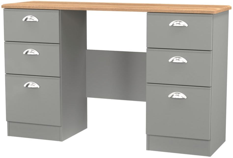 Victoria 6 Drawer Double Pedestal Desk with Oak Top