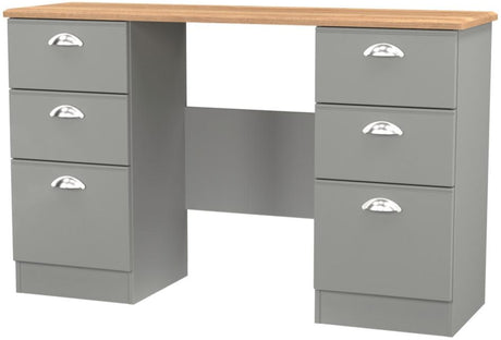 Victoria 6 Drawer Double Pedestal Desk with Oak Top