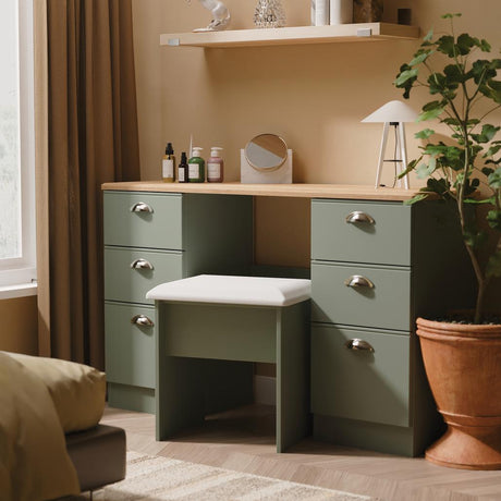 Victoria 6 Drawer Double Pedestal Desk with Oak Top
