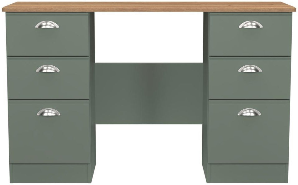 Victoria 6 Drawer Double Pedestal Desk with Oak Top