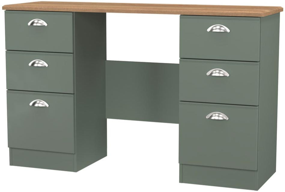 Victoria 6 Drawer Double Pedestal Desk with Oak Top